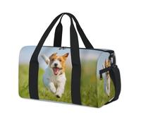 Happy Corgi Dog Sport Duffel Borse per Bambini Ragazze Ragazzi Donne Uomini Carino Cane Pernottamento Weekender Borsa Da Viaggio Tote Carry Palestra Casual Duffel Borse