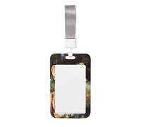 Happy Corgi, porta badge con cordino verticale in plastica rigida con finestra trasparente, impermeabile, custodia protettiva per carte d'identità alla moda, per donne e uomini
