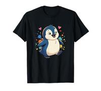 Happy Cute Baby Baby Penguin Rainbow Splash Hearts Maglietta