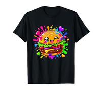 Happy Cute Burger Rainbow Hearts Color Splash Maglietta