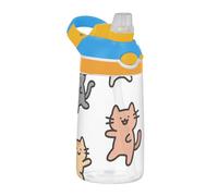 Happy Cute Cat colorato Sport Bottiglia d'acqua con cannuccia a prova di perdite Tazza per la scuola e sport all'aria aperta tazas para Cafe