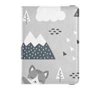 Happy Cute in The Forest - Porta passaporto e carte di vaccinazione, in pelle, per donne e uomini, con scomparto per carte di vaccinazione, Felice Carino nella Foresta Grigio, Taglia unica