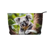 Happy Cute koala - Borsa cosmetica da donna, in velluto a coste, con cerniera, portatile, adatta per viaggi e conservazione quotidiana di cosmetici,