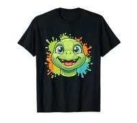Happy Cute Turtle Face Splash Ocean Vibes per Bambini Maglietta