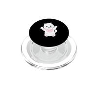 Happy Cute White Cat Kitten Animal Pet con nastro rosa PopSockets PopGrip per MagSafe