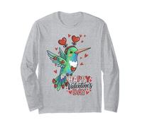 Happy Day San Valentino Colibrì Cuori Carino Amore Maglia a Manica