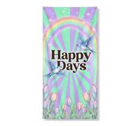 Happy Days - Striscione decorativo per porta, con uccelli colorati e tulipani, decorazione per interni ed esterni, per feste di primavera, 91 x 183 cm