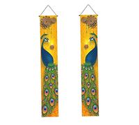 Happy Diwali Porch Banner Indian Diwali Peacock Front Porch Welcome Sign Deepawali Indian Festival of Lights Decorations-12×71'' Decorations