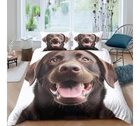 Happy Dogcopripiumino microfibra morbida 3 Pezzi stampa 3D cerniera nascosta Realistic Animal Set Di Copripiumino con federe per cuscini traspirante morbido e comodo for adulti King（220x240cm）