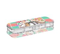 Happy Dogs - Scatola di matite in plastica trasparente a 2 strati, per la scuola, con chiusura a scatto e coperchio