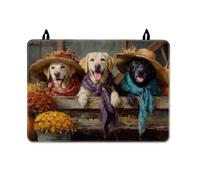 Happy Dogs with Hats - Copertura per fornello elettrico, protezione per stufa rustica, in gomma, lavabile, decorazione per cucina, 71 x 50 cm