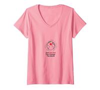 Happy DOT Day: Un Punto può Cambiare Il Mondo Maglietta con Collo a V, Donna, Rosa, L