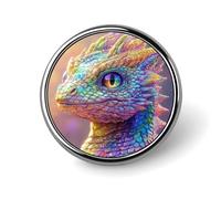 Happy Dragon - Spilla rotonda iridescente color arcobaleno pastello per uomo donna moda distintivo collare spilla abito giacca zaino accessori
