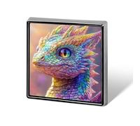 Happy Dragon - Spilla unisex iridescente color pastello arcobaleno con risvolto, quadrata, leggera, gioiello per abbigliamento, scialle e cappello