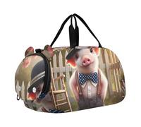 Happy Duck Umbrella Splash Travel Duffle Bags Girls Tote Weekend Duffel Overnight Boys Carry on Duffel Bag Sports Dance Bag, Retro Pig Bretelle Carino, classico