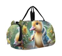 Happy Duck Umbrella Splash Travel Duffle Bags Girls Tote Weekend Duffel Overnight Boys Carry on Duffel Bag Sports Dance Bag, Adorabile giorno di pioggia anatra, classico