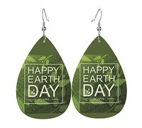 Happy Earth Day 2023 Orecchini in ecopelle per donne Ragazze Orecchini pendenti a goccia con foglia leggera