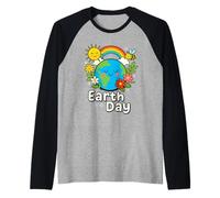 Happy Earth Day 2025 - Orecchino a forma di pianeta floreale con api Maglia con Maniche Raglan
