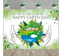 Happy Earth Day Sfondo per fotografia 20 x 1,8 m Save The Nature Banner 22 aprile Giornata della Terra Deocrazioni Sfondo per Home Classroom Office Party