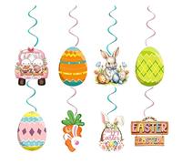 Happy Easter Banner Bunny Egg Pattern Bunting Sign, Decorazioni pasquali di carta per casa fattoria, versatile da appendere alla parete mantello vassoio a più livelli decorazione per primavera