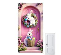 Happy Easter Banner - Door Sign Decoration, Holiday Wall Hanging | 35 x 70 Inch Waterproof Poliestere Fabric Material Festive Spring Backdrop Indoor Porch Classroom Party Farmhouse Decor