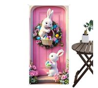 Happy Easter Banner - Door Sign Decoration, Holiday Wall Hanging | 35x70 Inch Waterproof Polyester Fabric Material Festive Spring Backdrop Indoor Outdoor Porch Classroom Party Farmhouse Decor
