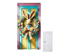 Happy Easter Banner - Door Sign Decoration, Holiday Wall Hanging | 35x70 Inch Waterproof Polyester Fabric Material Festive Spring Backdrop Indoor Outdoor Porch Classroom Party Farmhouse Decor