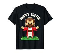 Happy Easter Block Building Brick Builder Cristiani Gesù Maglietta