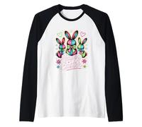 Happy Easter Bunnies Colorful Primavera Celebrazione Maglia con Maniche Raglan