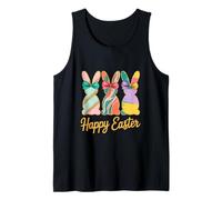 Happy Easter Bunnies Colorful Primavera Holiday Celebrazione Canotta