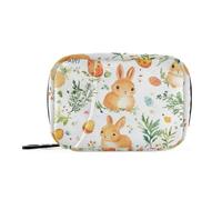 Happy Easter Bunny - Borsa per medicinali da viaggio, con scomparti rimovibili, organizer per pillole di medicina, riutilizzabile, per portafoglio