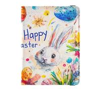 Happy Easter Bunny Carote Lily Daisy Egg Leather Car Registration and Insurance Card Holder Automobile Wallet Case Organizer per patente di guida, carte e documenti essenziali, uomo e donna, in pelle