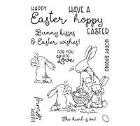 Happy Easter Bunny Conigli Easte Eggs Fustelle e set di timbri per la creazione di biglietti con parole d'amore frase in metallo fustelle in gomma trasparente per fai da te scrapbooking artigianato