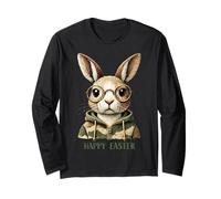 Happy Easter Bunny Coniglio Camouflage Camo Occhiali Bambini Ragazzi Maglia a Manica