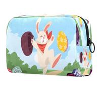 Happy Easter Bunny Egg Rabbit Cosmetic Bag per donne, trousse da viaggio per articoli da toeletta grandi, pratica borsa organizer con cerniera, Multi, 18.5x7.5x13cm/7.3x3x5.1in, Beauty case