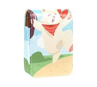 Happy Easter Bunny Egg Rabbit Lip Gloss Holder Lipstick Case Portable Makeup Bag Travel Lipstick Organizer Case con Specchio Mini Rossetto Storage Box per le donne, Multicolore, 9.5x2x7 cm/3.7x0.8x2.7