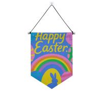 Happy Easter Bunny Eggs Colorful banner gancio per parete con asta telescopica porta anteriore banner appeso decorazioni per feste per porte, pareti, finestre, giardini, cortile