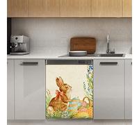 Happy Easter Bunny Eggs - Magnete magnetico per lavastoviglie, decorazione della casa colonica, per frigorifero, cucina, porta, 58,4 x 66 cm
