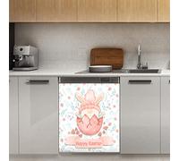 Happy Easter Bunny Eggs Spring Pink Easter Flower - Magnete magnetico per lavastoviglie, decorazione per frigorifero, cucina, 58,4 x 66 cm