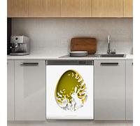 Happy Easter Bunny Leaf - Magnete per lavastoviglie, con uova verdi e decorazione magnetica, per frigorifero, cucina, porta, 58,4 x 66 cm