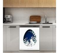 Happy Easter Bunny Leaves - Magnete magnetico per lavastoviglie, uova blu e decorazione magnetica per frigorifero, cucina, porta, 58,4 x 66 cm