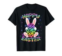 Happy Easter Bunny Leopard stampa uovo di Pasqua Bunny bambini adulti Maglietta