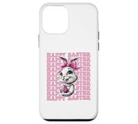 Happy Easter Bunny Rabbit Girl Coquette Bow nastro rosa Custodia per iPhone 12 mini