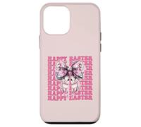 Happy Easter Bunny Rabbit Girl Coquette Bow nastro rosa Custodia per iPhone 12 mini