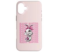 Happy Easter Bunny Rabbit Girl Coquette Bow nastro rosa Custodia per iPhone 16 Plus