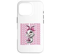 Happy Easter Bunny Rabbit Girl Coquette Bow nastro rosa Custodia per iPhone 16 Pro