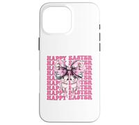 Happy Easter Bunny Rabbit Girl Coquette Bow nastro rosa Custodia per iPhone 16 Pro Max