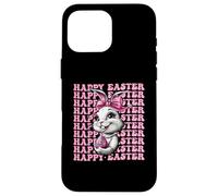 Happy Easter Bunny Rabbit Girl Coquette Bow nastro rosa Custodia per iPhone 16 Pro Max
