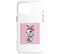 Happy Easter Bunny Rabbit Girl Coquette Bow nastro rosa Custodia per iPhone 16 Pro Max