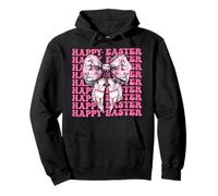 Happy Easter Bunny Rabbit Girl Coquette Bow nastro rosa Felpa con Cappuccio